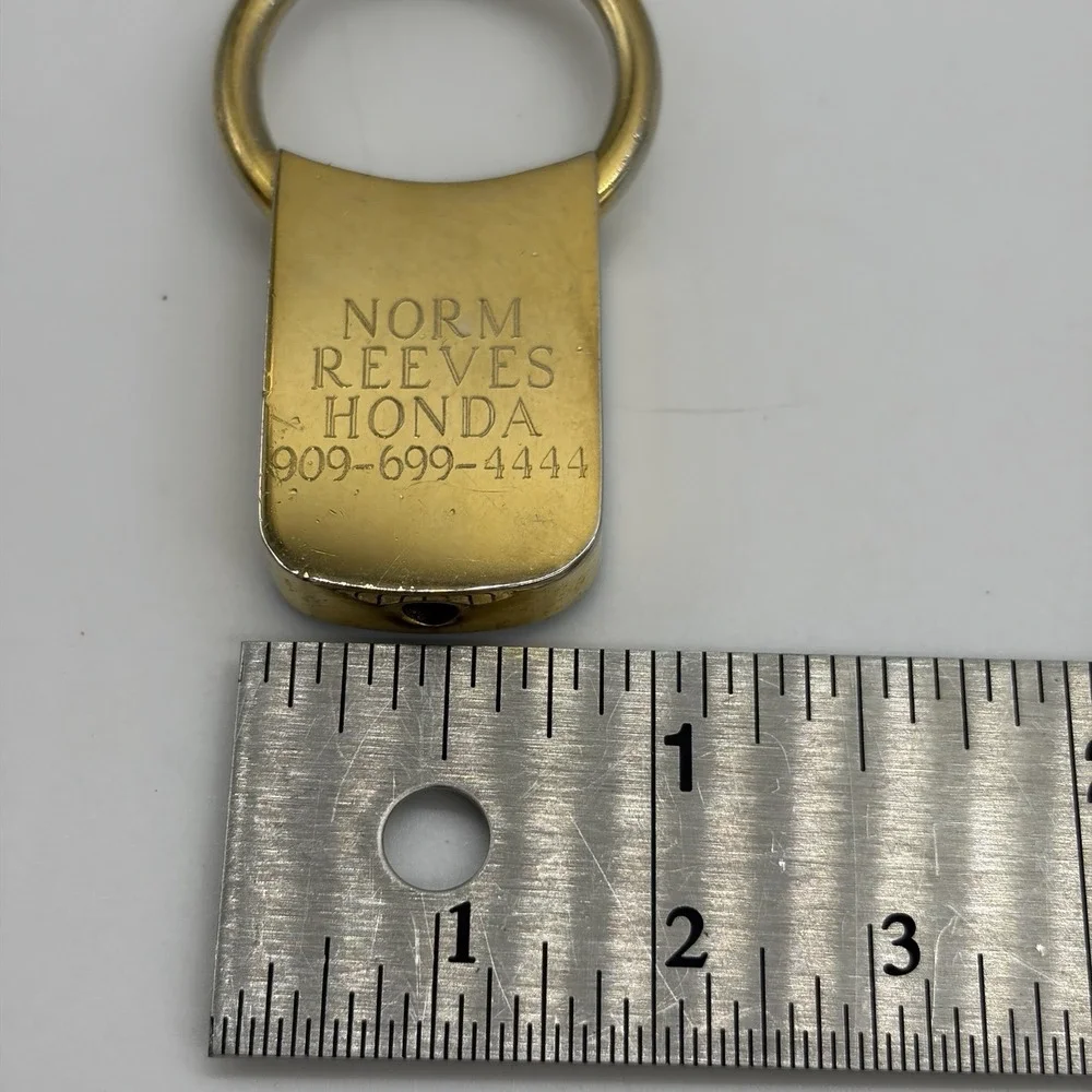 Vintage Honda Keychain Black & Gold Norm Reeves Honda Cerritos California